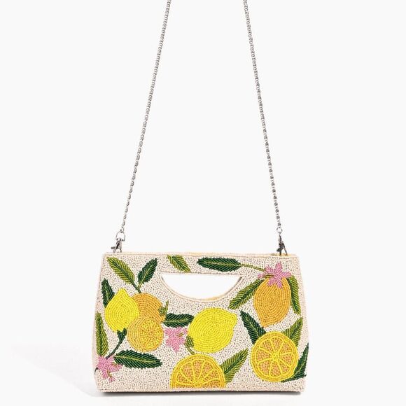 AMERICA & BEYOND Make Lemonade Beaded Shoulder / Clutch Bag NWT - Picture 2 of 12